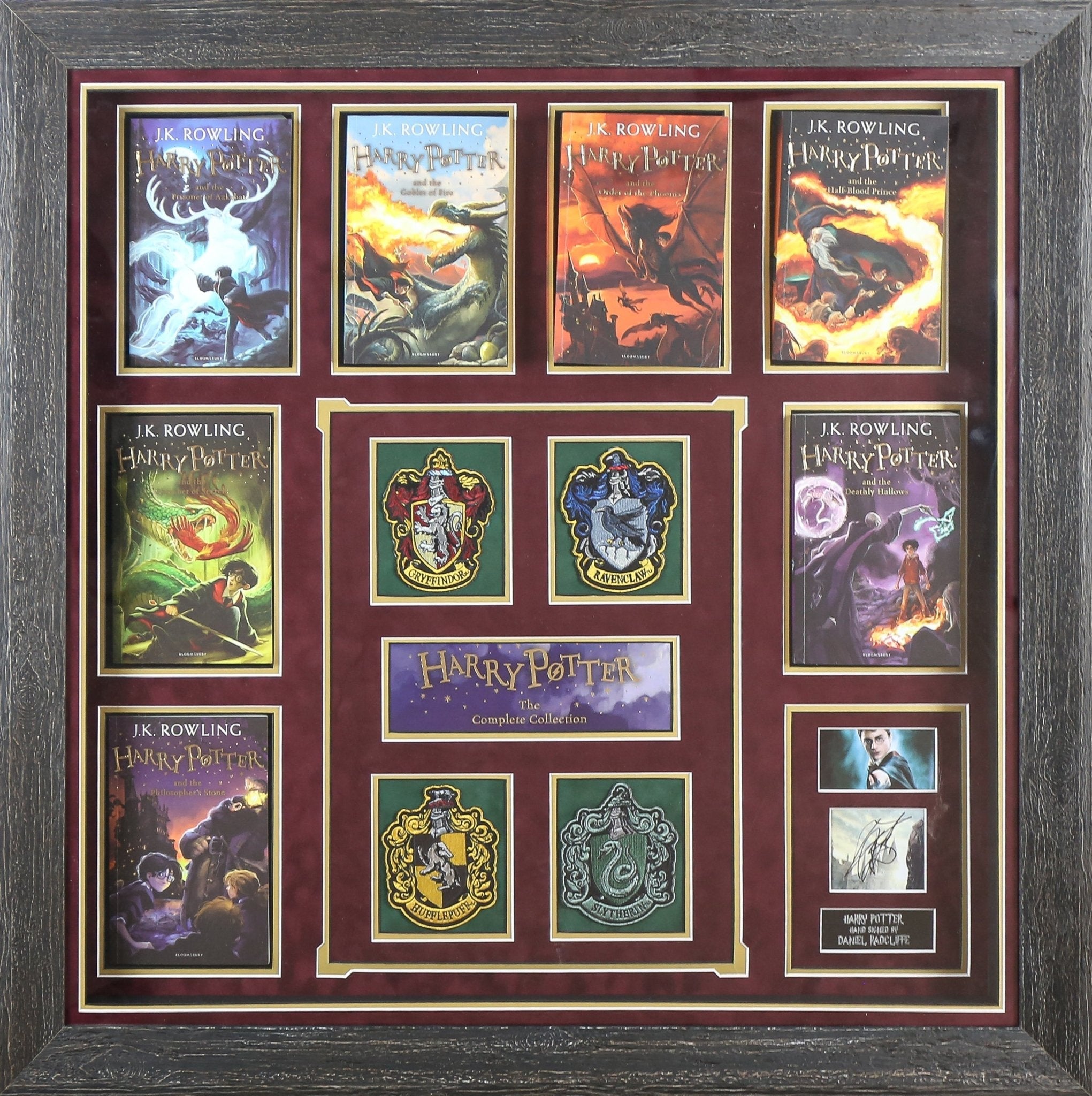 Daniel Radcliffe, Harry Potter Signed Card With Books Framed Display - Memorabilia Framers Shop